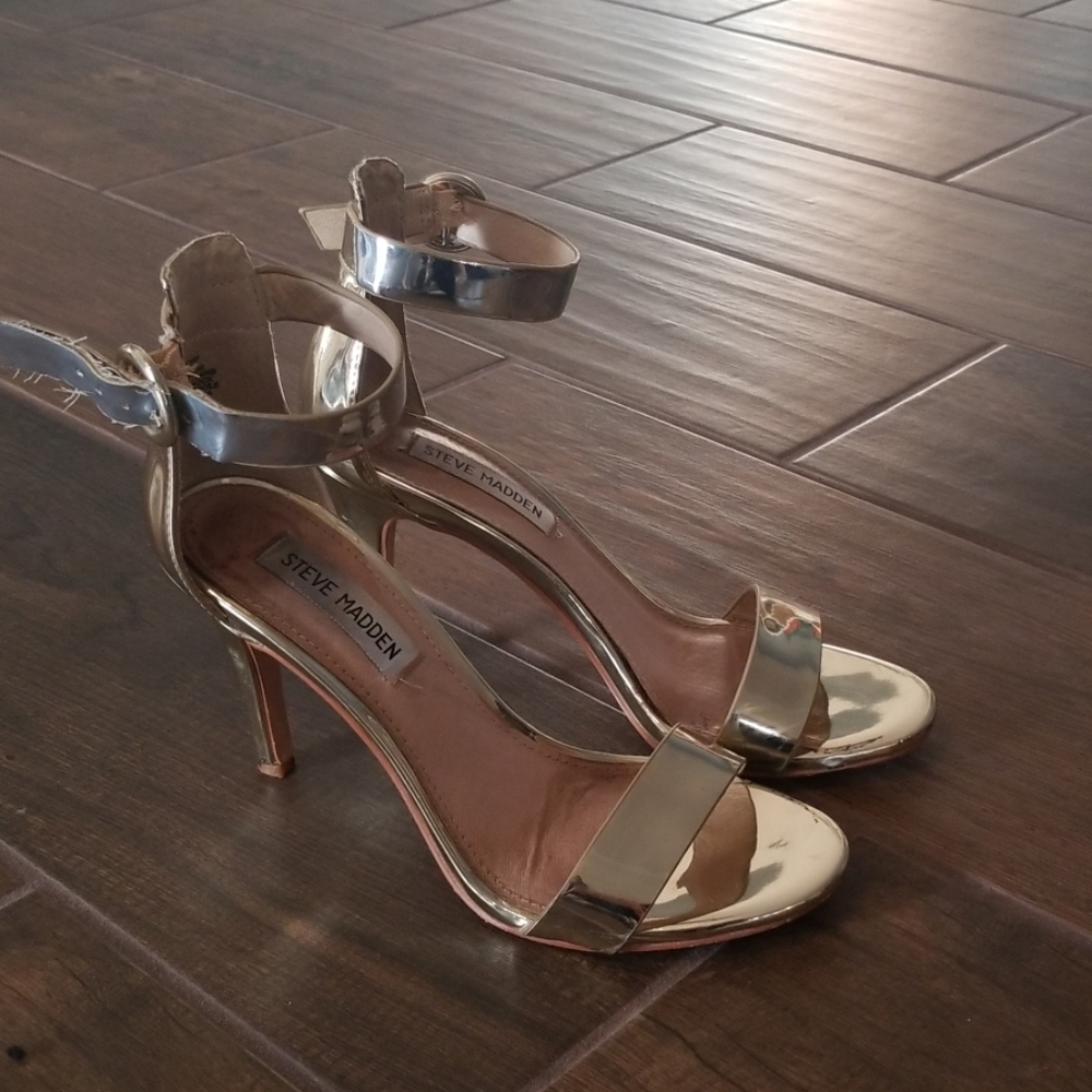 Steve Madden gold sandal heels